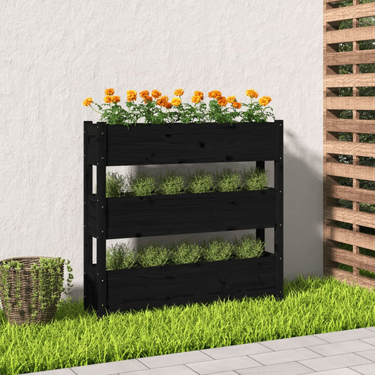 Kukkalaatikko musta 112x25x104,5 cm täysi mänty - Sisustajankoti.fi