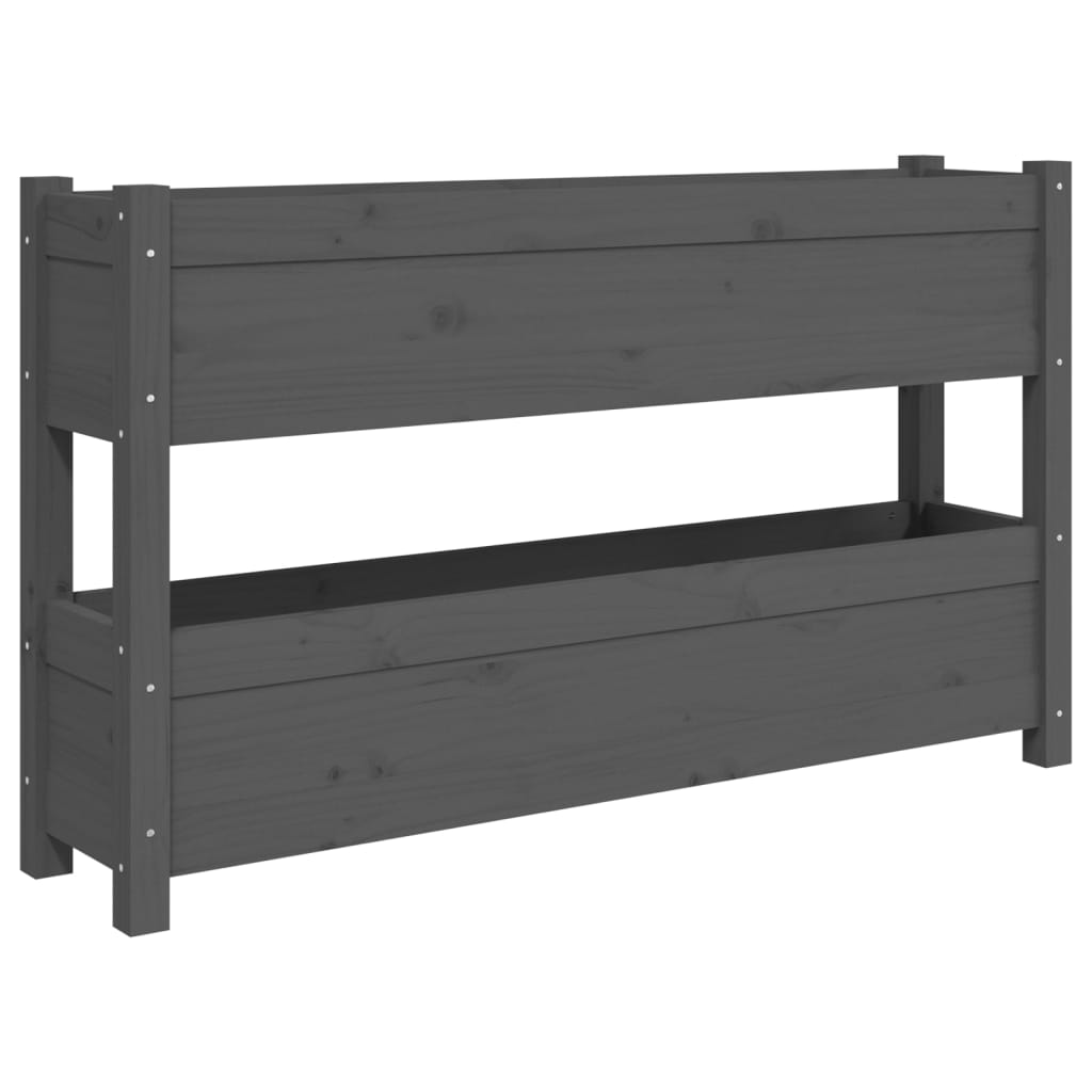 Kukkalaatikko harmaa 112x25x66 cm täysi mänty - Sisustajankoti.fi