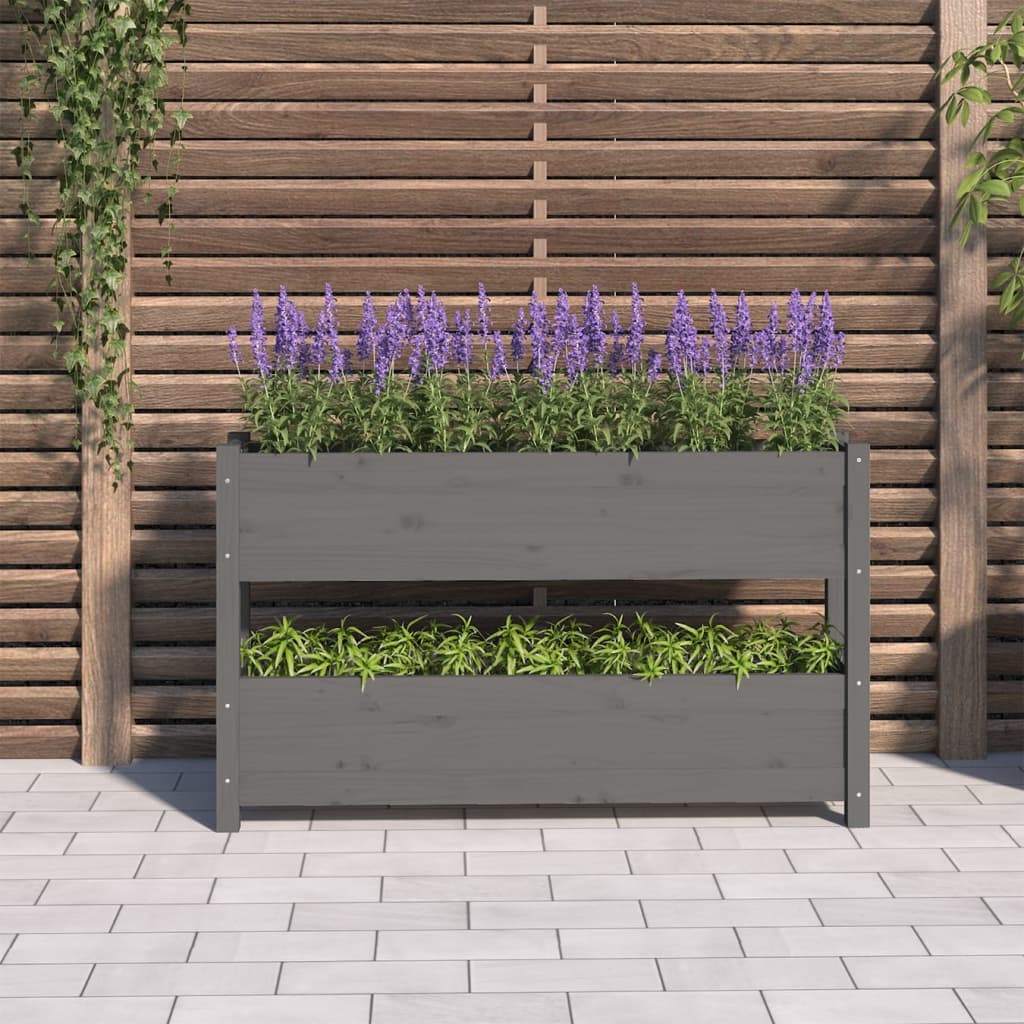 Kukkalaatikko harmaa 112x25x66 cm täysi mänty - Sisustajankoti.fi