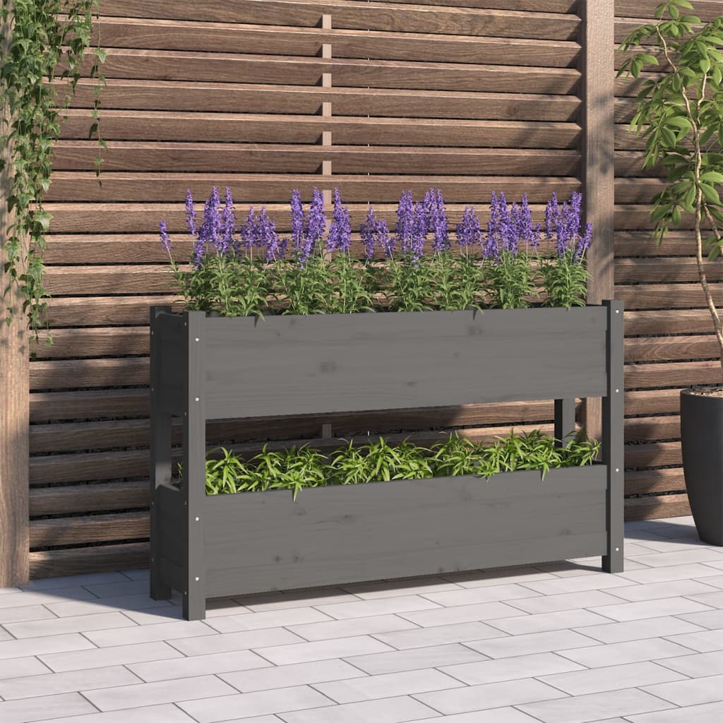 Kukkalaatikko harmaa 112x25x66 cm täysi mänty - Sisustajankoti.fi