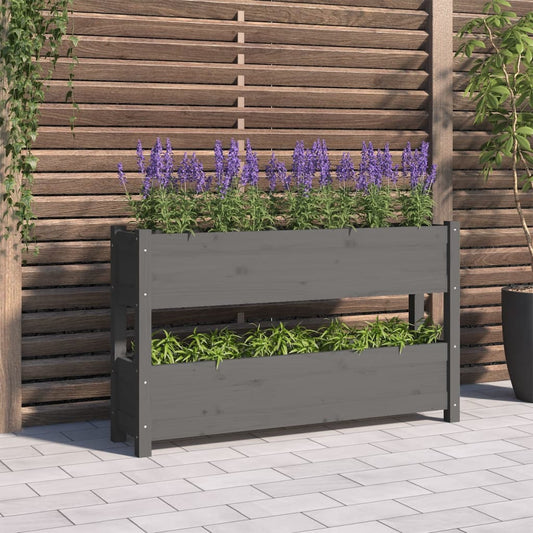 Kukkalaatikko harmaa 112x25x66 cm täysi mänty - Sisustajankoti.fi