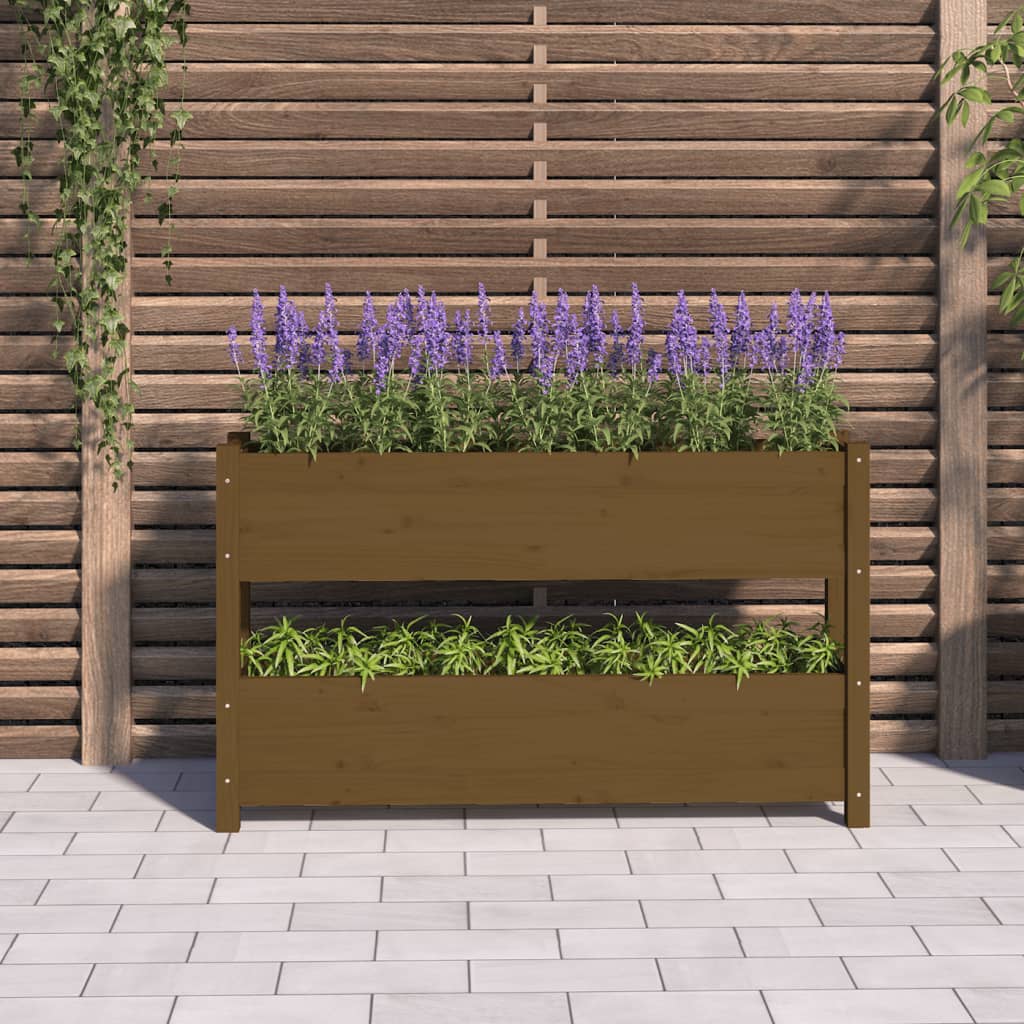 Kukkalaatikko hunajanruskea 112x25x66 cm täysi mänty - Sisustajankoti.fi