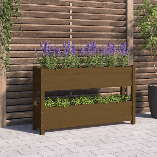 Kukkalaatikko hunajanruskea 112x25x66 cm täysi mänty - Sisustajankoti.fi
