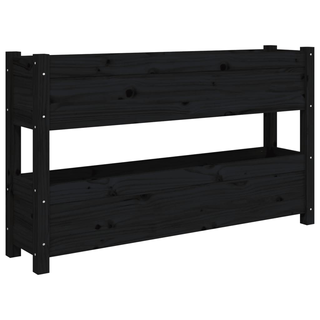 Kukkalaatikko musta 112x25x66 cm täysi mänty - Sisustajankoti.fi