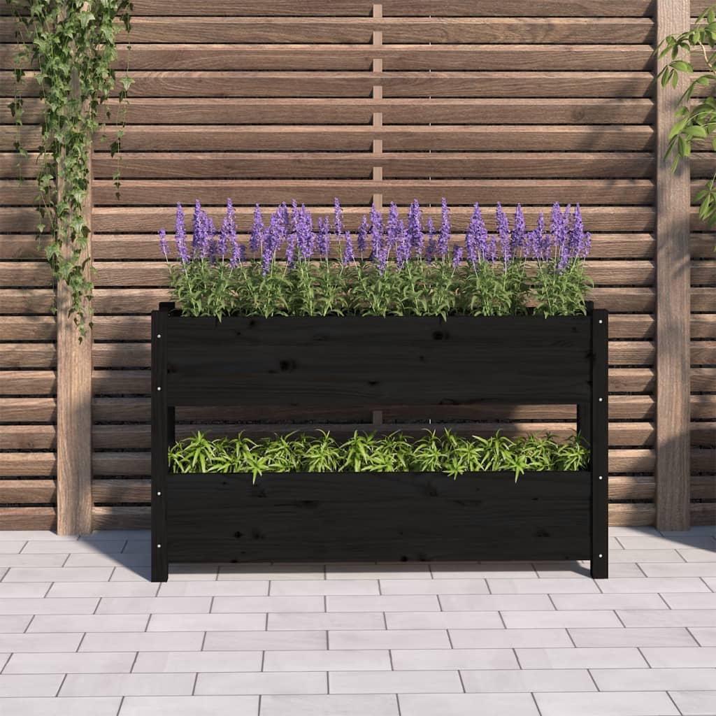 Kukkalaatikko musta 112x25x66 cm täysi mänty - Sisustajankoti.fi
