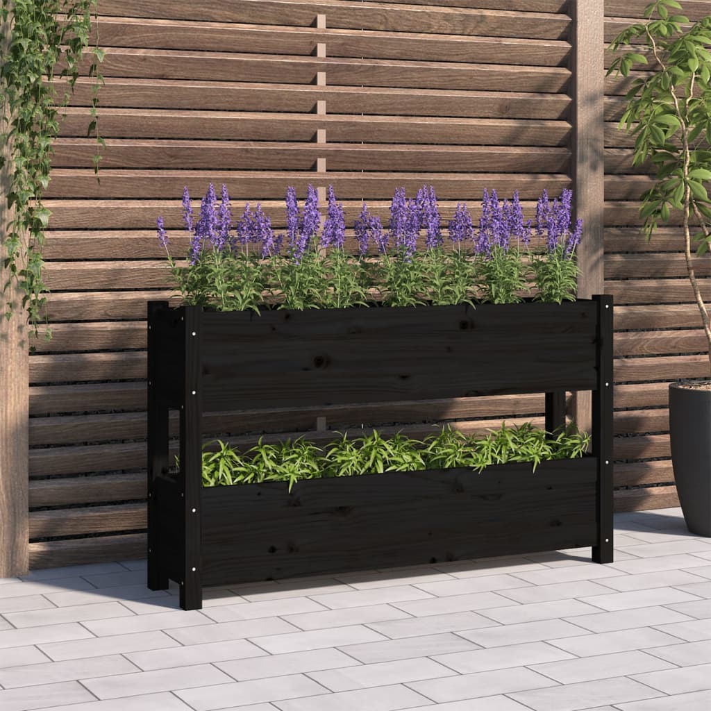 Kukkalaatikko musta 112x25x66 cm täysi mänty - Sisustajankoti.fi