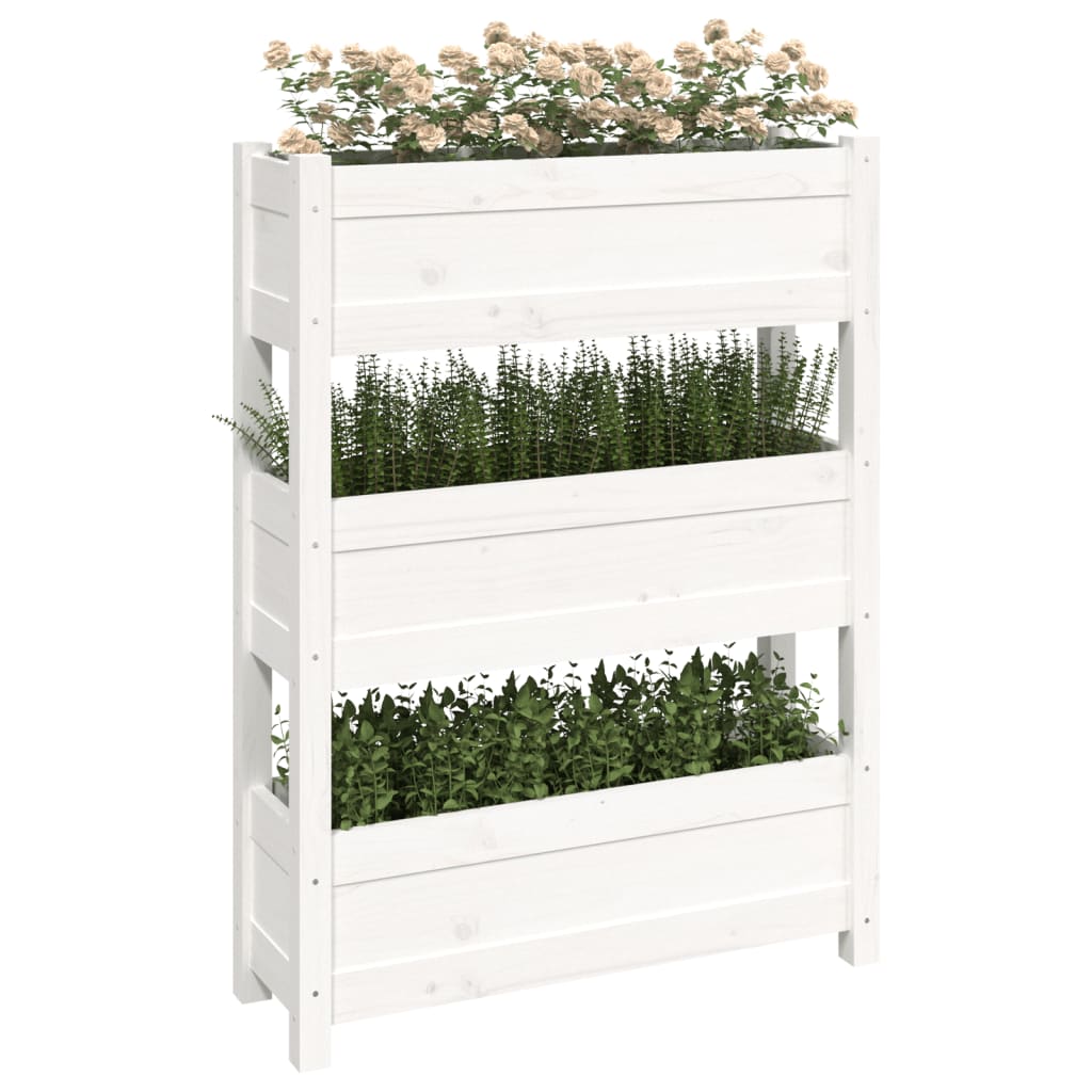 Kukkalaatikko valkoinen 77x25x104,5 cm täysi mänty - Sisustajankoti.fi