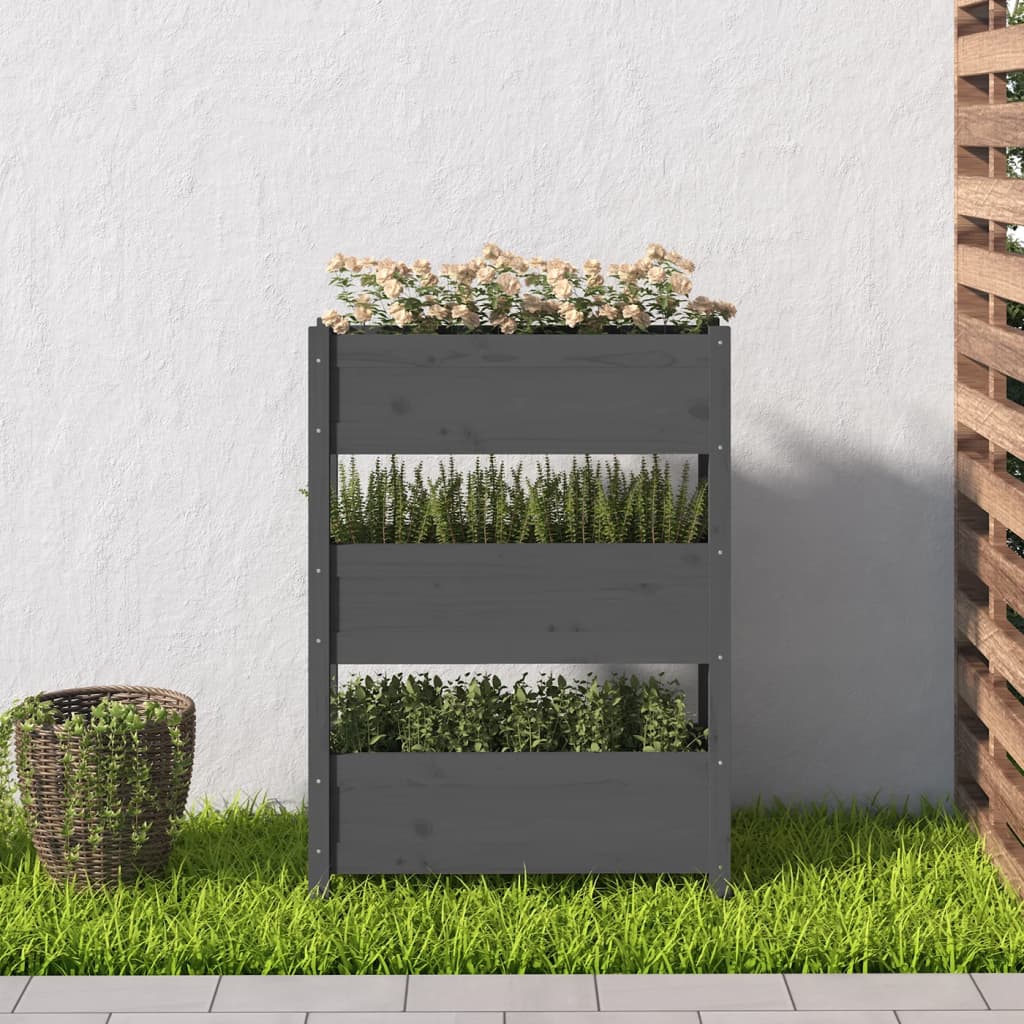Kukkalaatikko harmaa 77x25x104,5 cm täysi mänty - Sisustajankoti.fi