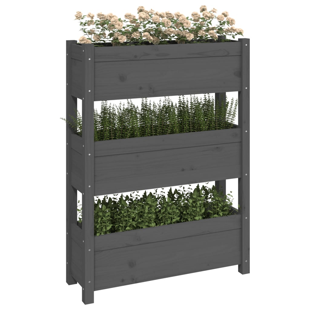 Kukkalaatikko harmaa 77x25x104,5 cm täysi mänty - Sisustajankoti.fi