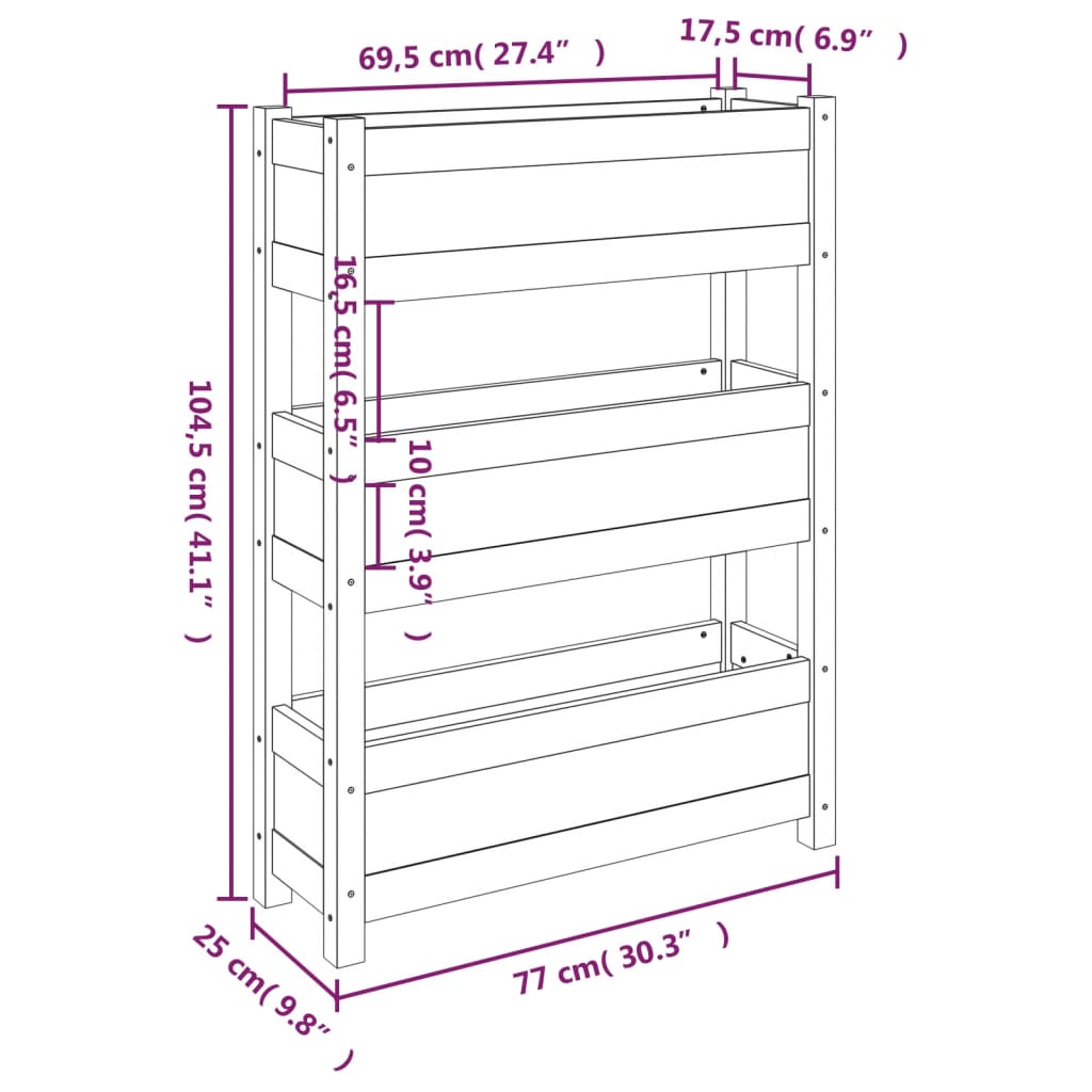 Kukkalaatikko harmaa 77x25x104,5 cm täysi mänty - Sisustajankoti.fi