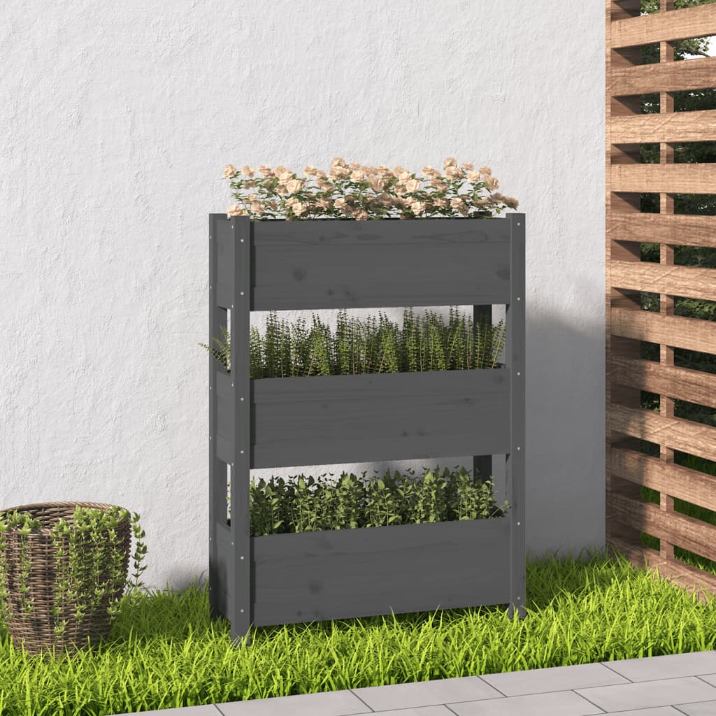 Kukkalaatikko harmaa 77x25x104,5 cm täysi mänty - Sisustajankoti.fi