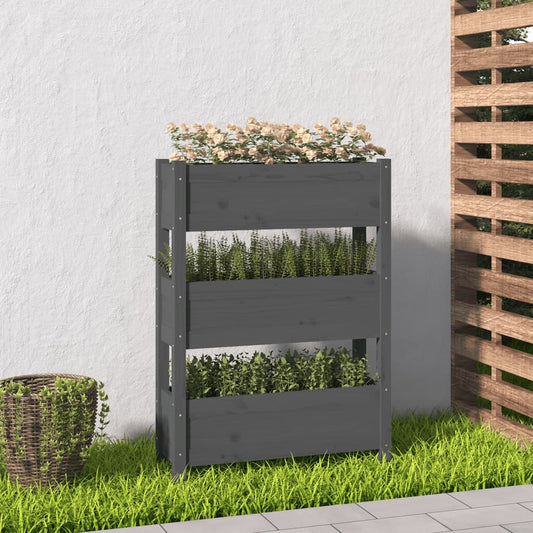 Kukkalaatikko harmaa 77x25x104,5 cm täysi mänty - Sisustajankoti.fi