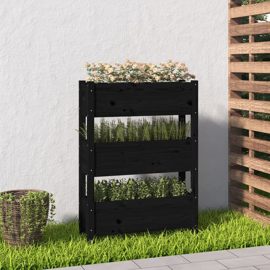 Kukkalaatikko musta 77x25x104,5 cm täysi mänty - Sisustajankoti.fi
