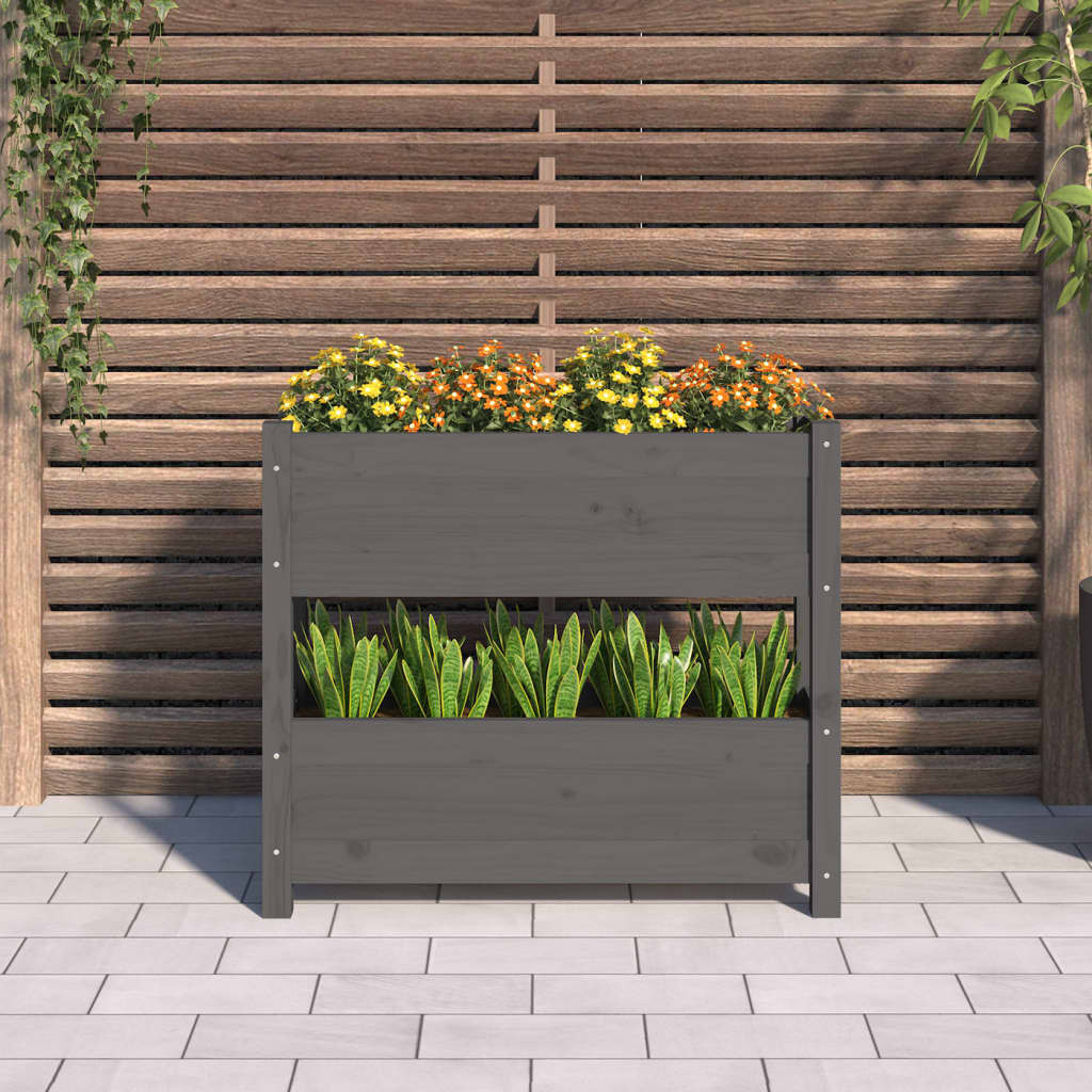 Kukkalaatikko harmaa 77x25x66 cm täysi mänty - Sisustajankoti.fi