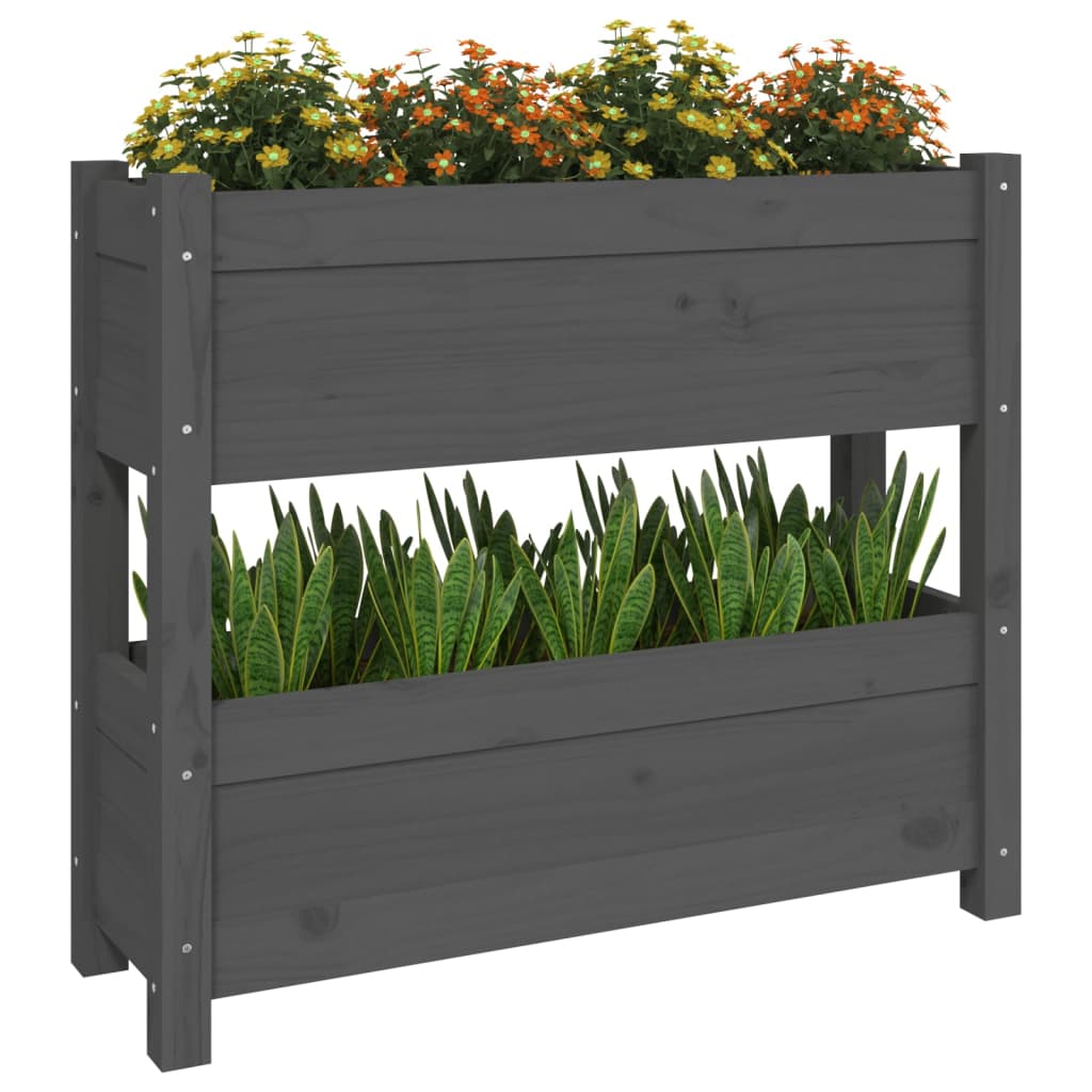 Kukkalaatikko harmaa 77x25x66 cm täysi mänty - Sisustajankoti.fi