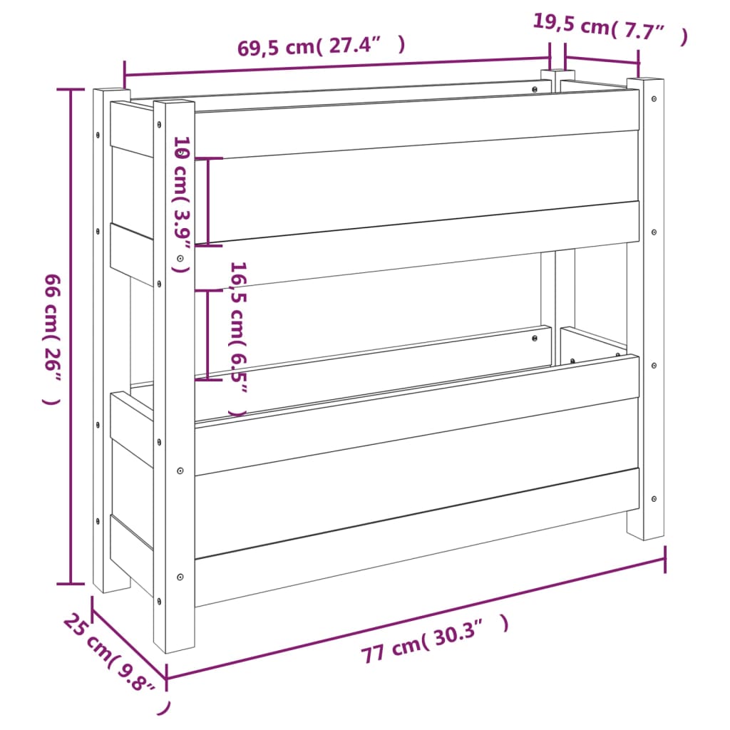 Kukkalaatikko harmaa 77x25x66 cm täysi mänty - Sisustajankoti.fi