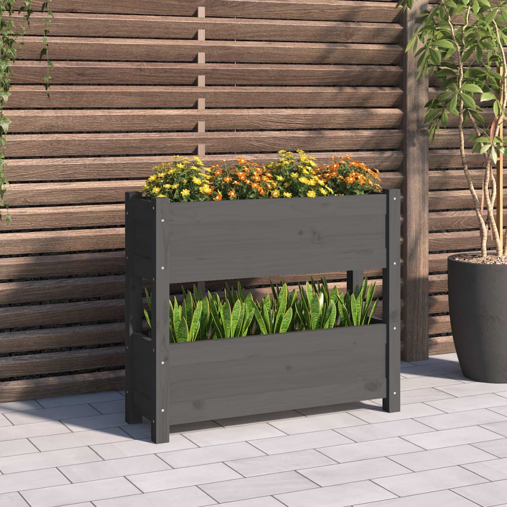 Kukkalaatikko harmaa 77x25x66 cm täysi mänty - Sisustajankoti.fi