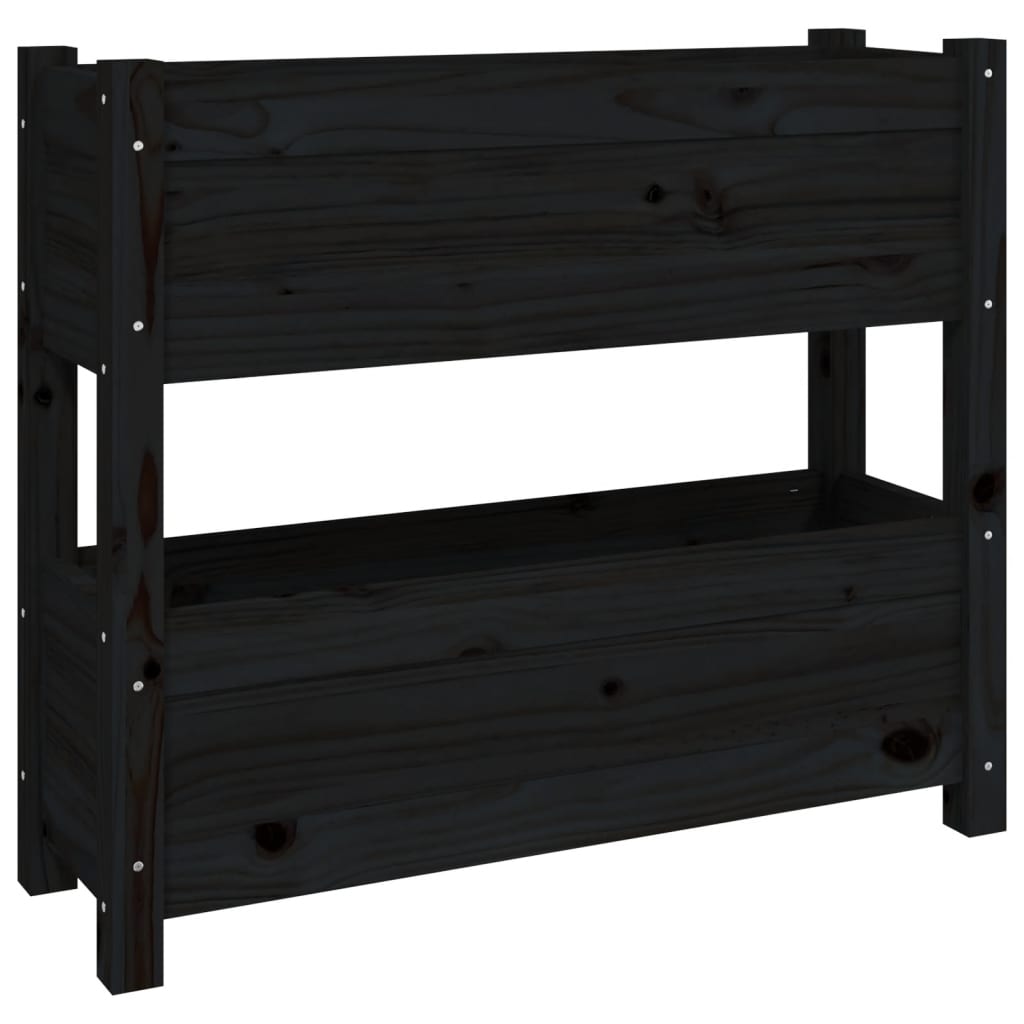Kukkalaatikko musta 77x25x66 cm täysi mänty - Sisustajankoti.fi