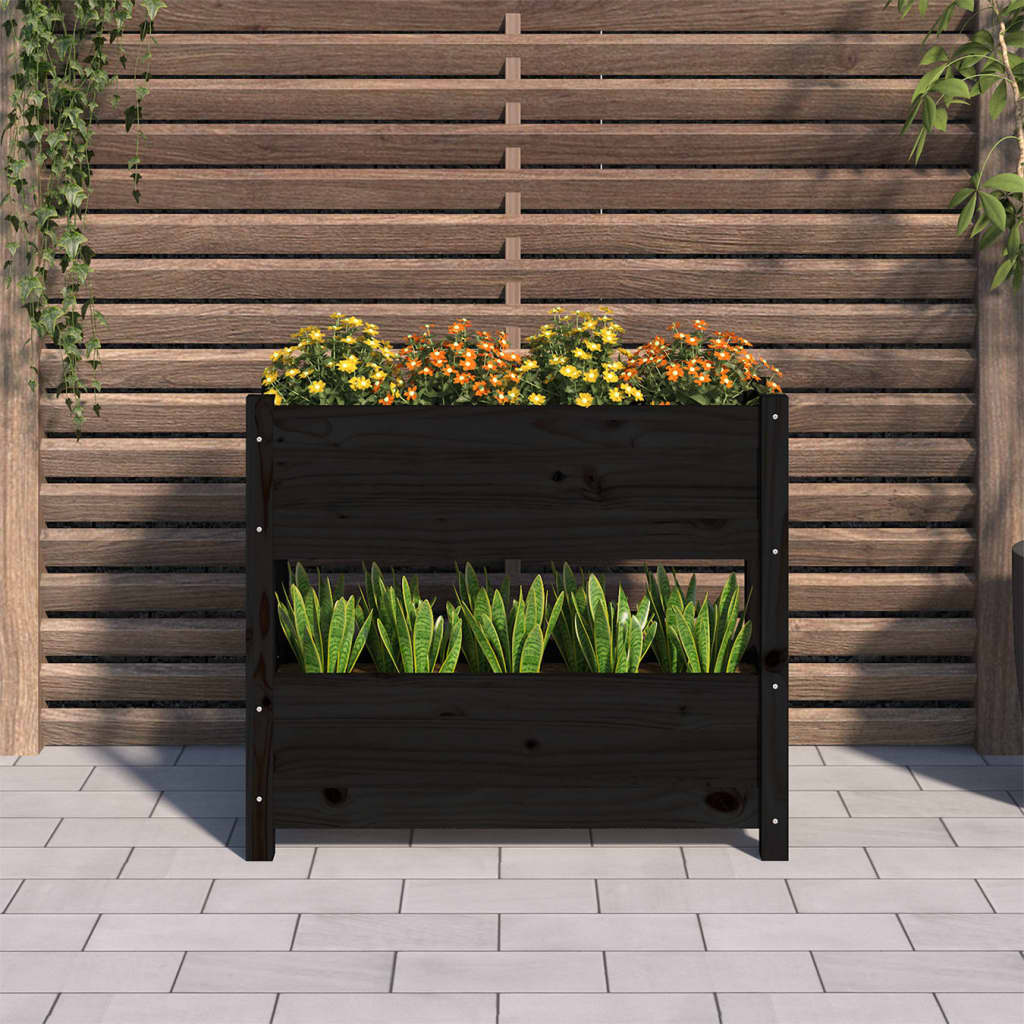 Kukkalaatikko musta 77x25x66 cm täysi mänty - Sisustajankoti.fi