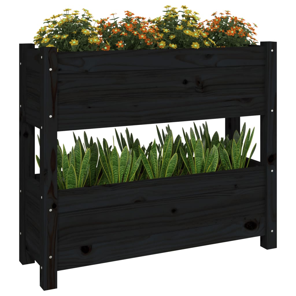 Kukkalaatikko musta 77x25x66 cm täysi mänty - Sisustajankoti.fi