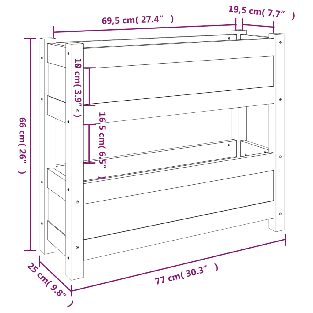 Kukkalaatikko musta 77x25x66 cm täysi mänty - Sisustajankoti.fi