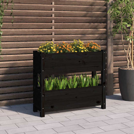 Kukkalaatikko musta 77x25x66 cm täysi mänty - Sisustajankoti.fi