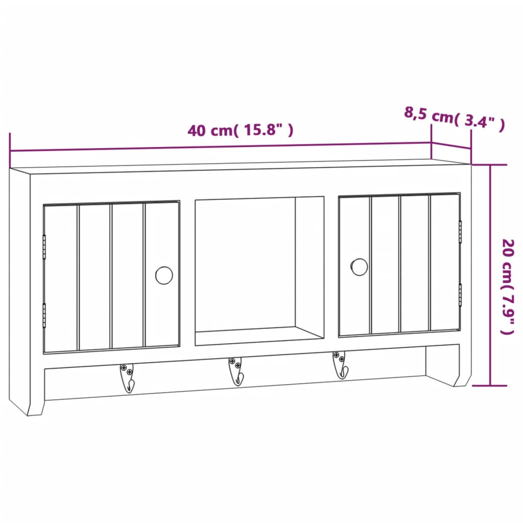 Avainkaappi valkoinen 40x8,5x20 cm tekninen puu ja teräs - Sisustajankoti.fi