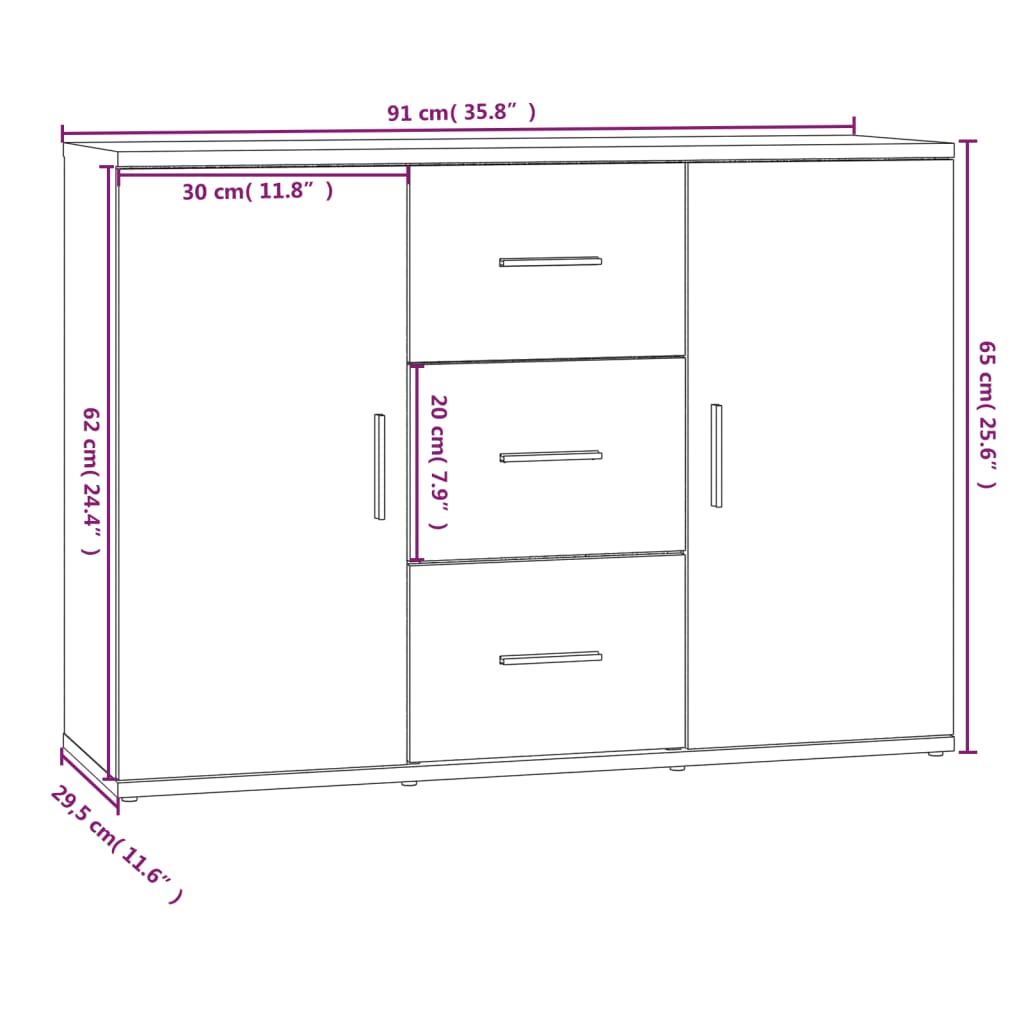 Senkki musta 91x29,5x65 cm tekninen puu - Sisustajankoti.fi