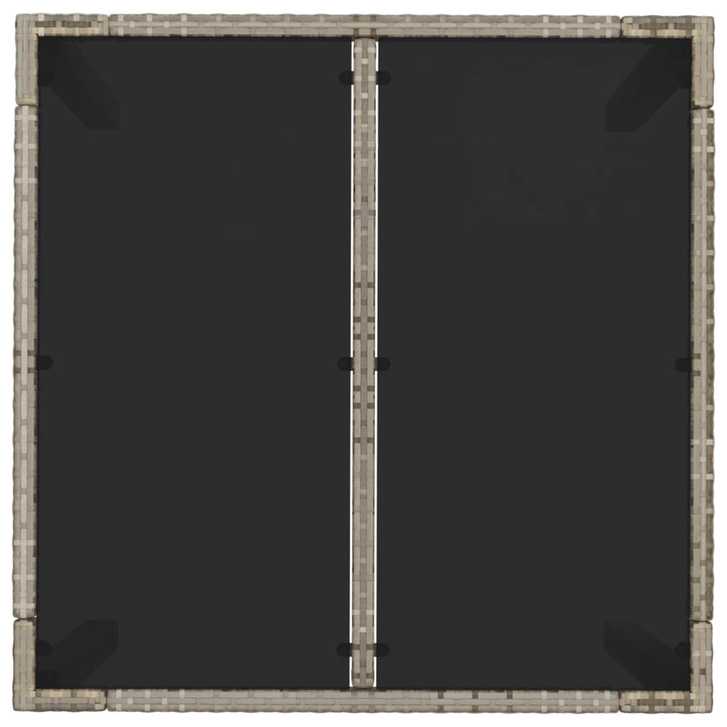 Puutarhapöytä lasilevyllä harmaa 90x90x75 cm polyrottinki - Sisustajankoti.fi