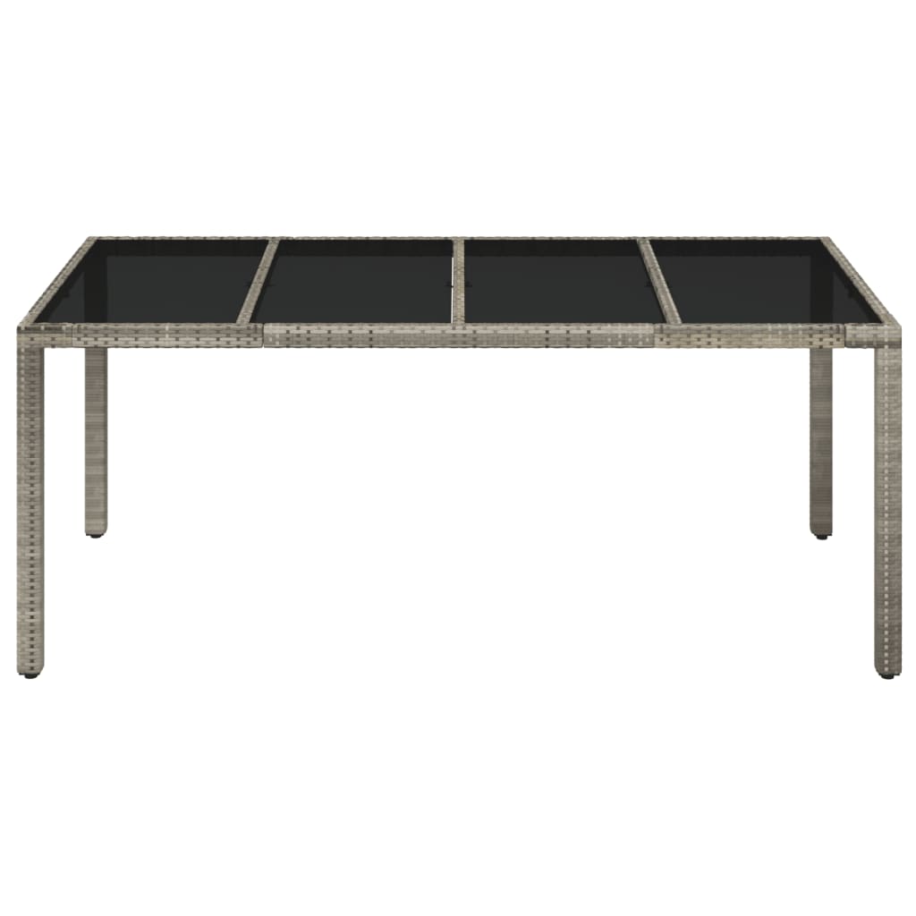 Puutarhapöytä lasipöytälevy harmaa 190x90x75 cm polyrottinki - Sisustajankoti.fi
