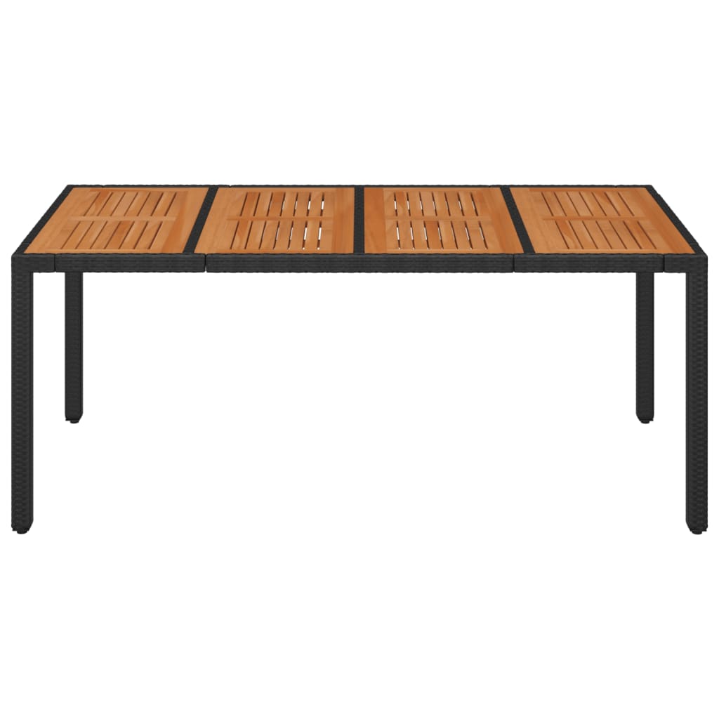 Puutarhapöytä puulevyllä musta 190x90x75 cm polyrottinki - Sisustajankoti.fi