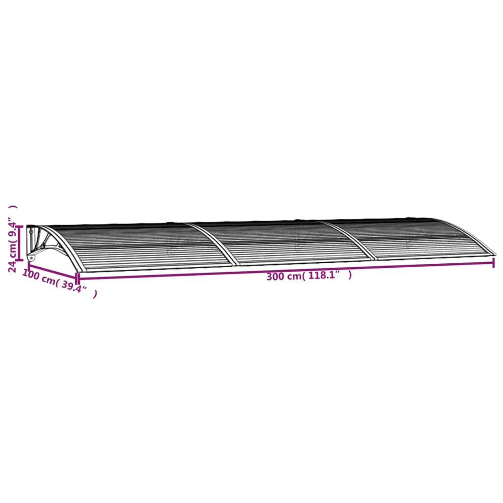 Ovikatos harmaa 300x100 cm polykarbonaatti - Sisustajankoti.fi