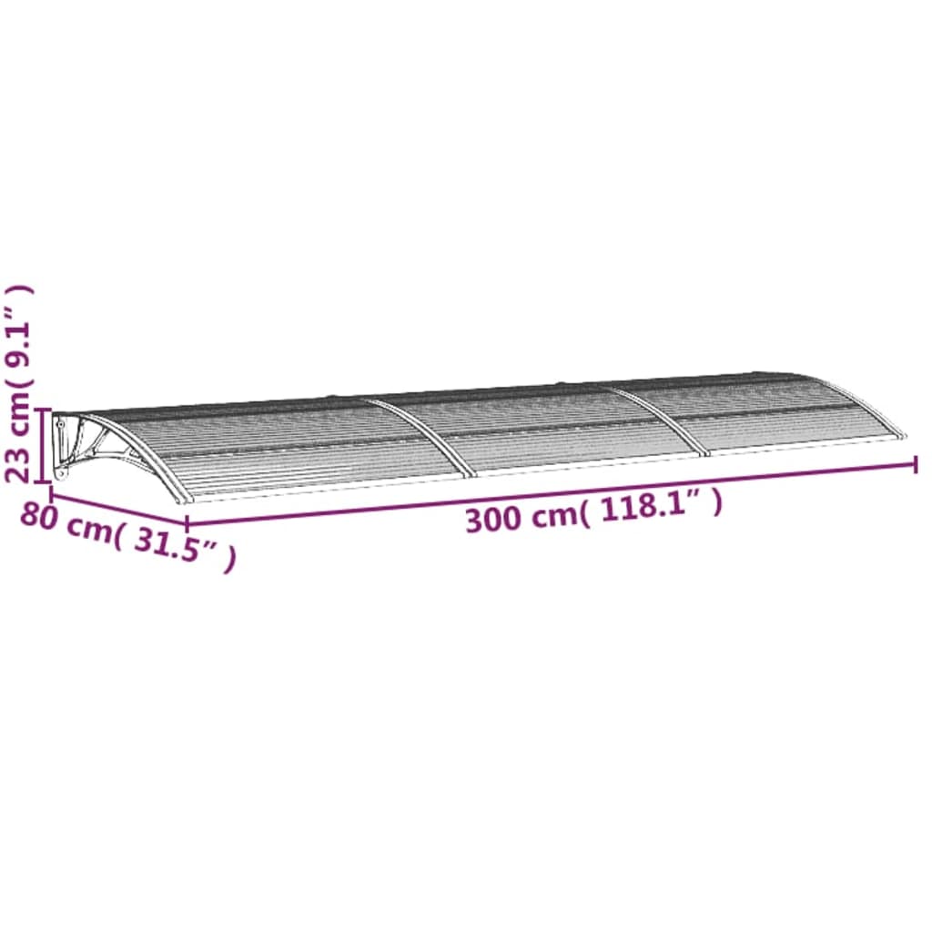 Ovikatos musta ja läpinäkyvä 300x80 cm polykarbonaatti - Sisustajankoti.fi