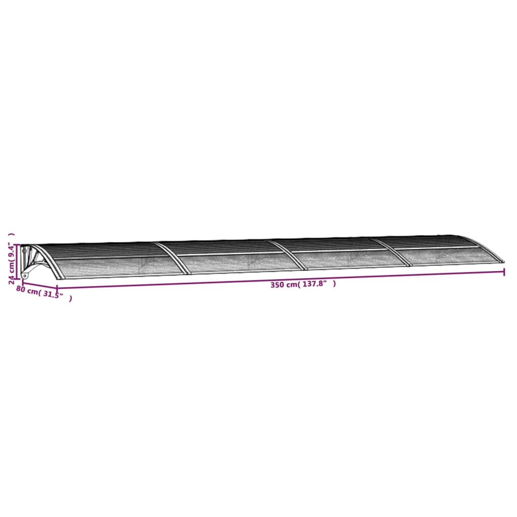 Ovikatos musta ja läpinäkyvä 350x80 cm polykarbonaatti - Sisustajankoti.fi