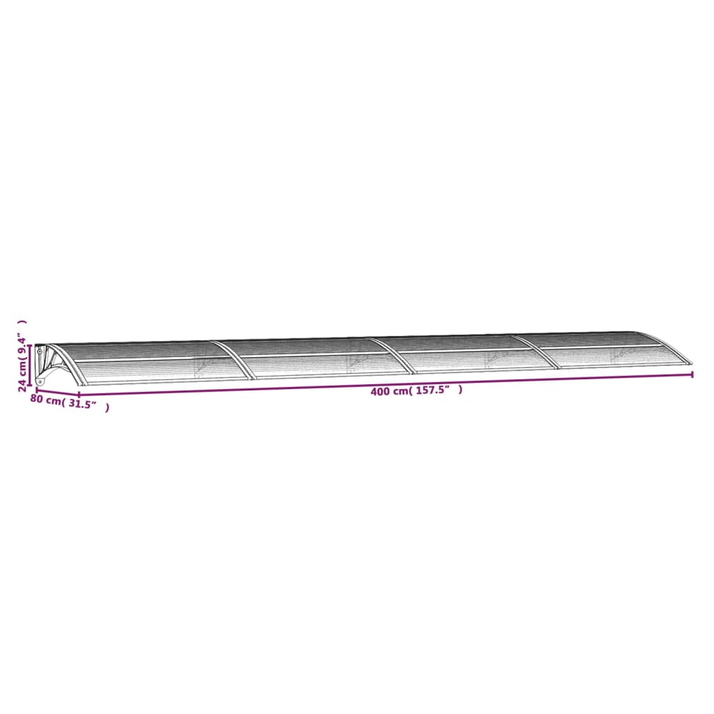 Ovikatos musta ja läpinäkyvä 400x80 cm polykarbonaatti - Sisustajankoti.fi
