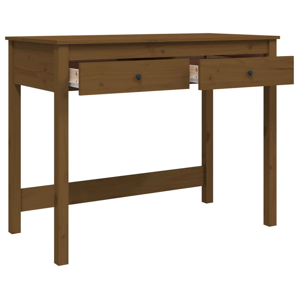 Työpöytä laatikoilla hunajanruskea 100x50x78 cm täysi mänty - Sisustajankoti.fi