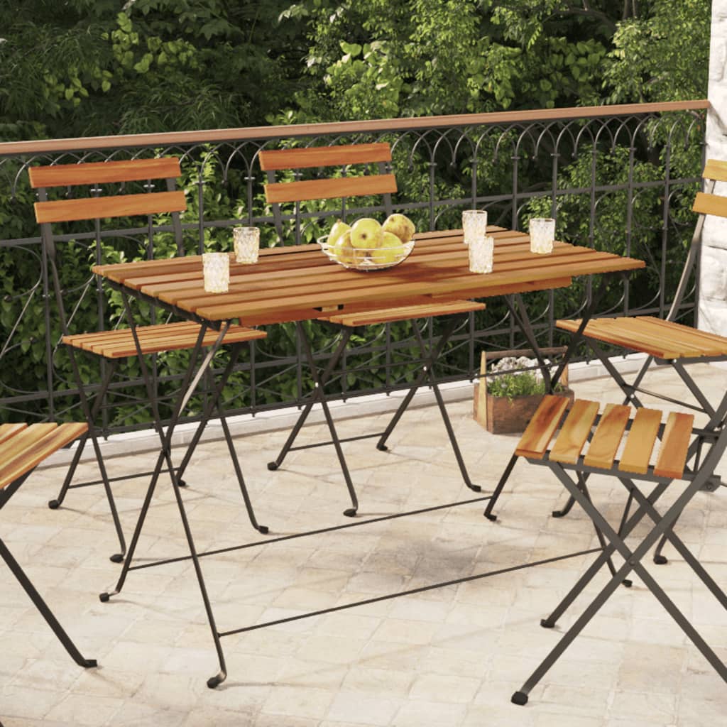 Kokoontaitettava bistropöytä 100x54x71 cm akasiapuu ja teräs - Sisustajankoti.fi