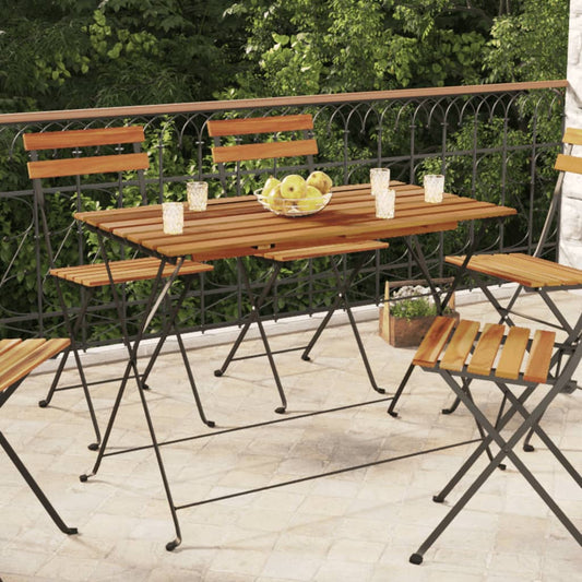 Kokoontaitettava bistropöytä 100x54x71 cm akasiapuu ja teräs - Sisustajankoti.fi