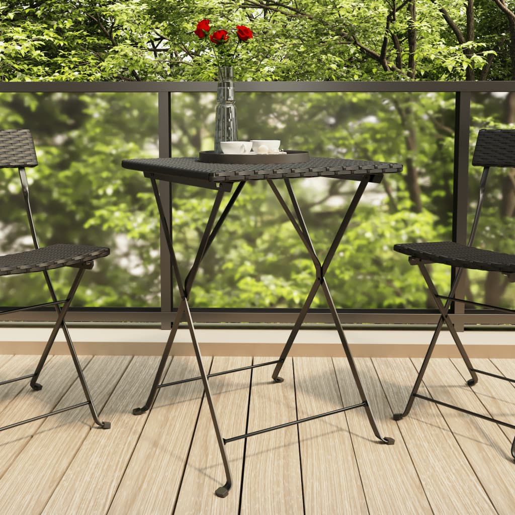 Taitettava bistropöytä musta 55x54x71 cm polyrottinki - Sisustajankoti.fi