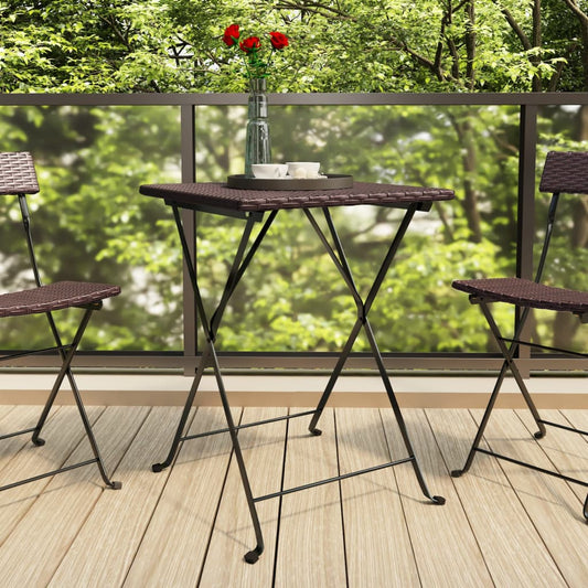 Taitettava bistropöytä ruskea 55x54x71 cm polyrottinki - Sisustajankoti.fi