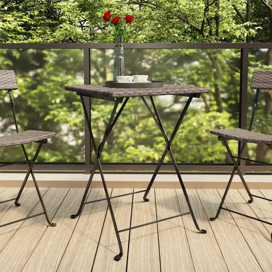 Taitettava bistropöytä harmaa 55x54x71 cm polyrottinki - Sisustajankoti.fi