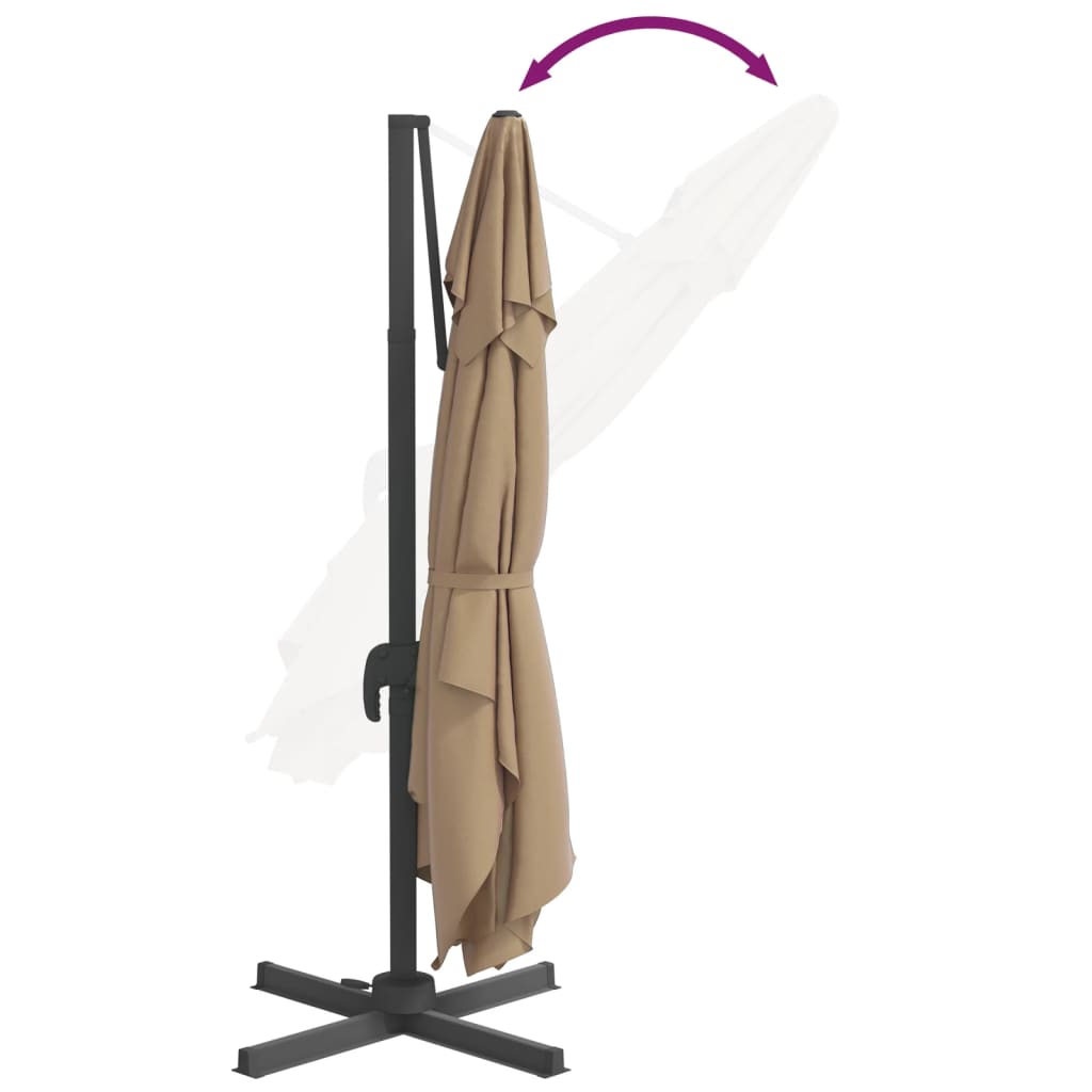 Riippuva aurinkovarjo alumiinipylväällä taupe 300x300 cm - Sisustajankoti.fi