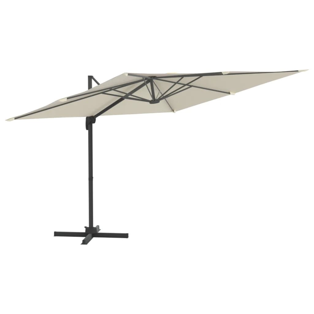 Riippuva LED-aurinkovarjo hiekanvalkoinen 400x300 cm - Sisustajankoti.fi