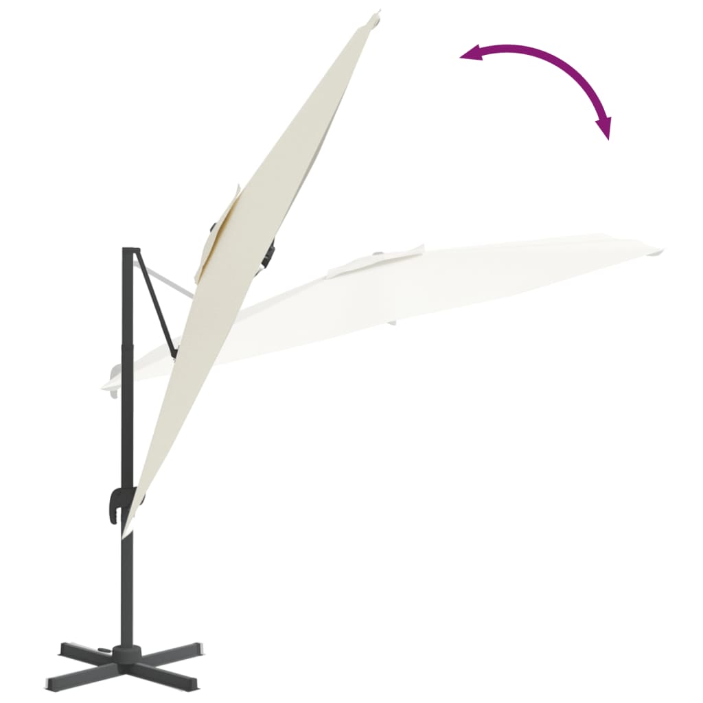 Riippuva LED-aurinkovarjo hiekanvalkoinen 400x300 cm - Sisustajankoti.fi