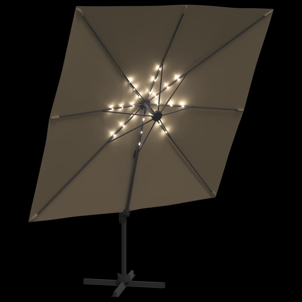 Riippuva LED-aurinkovarjo taupe 400x300 cm - Sisustajankoti.fi