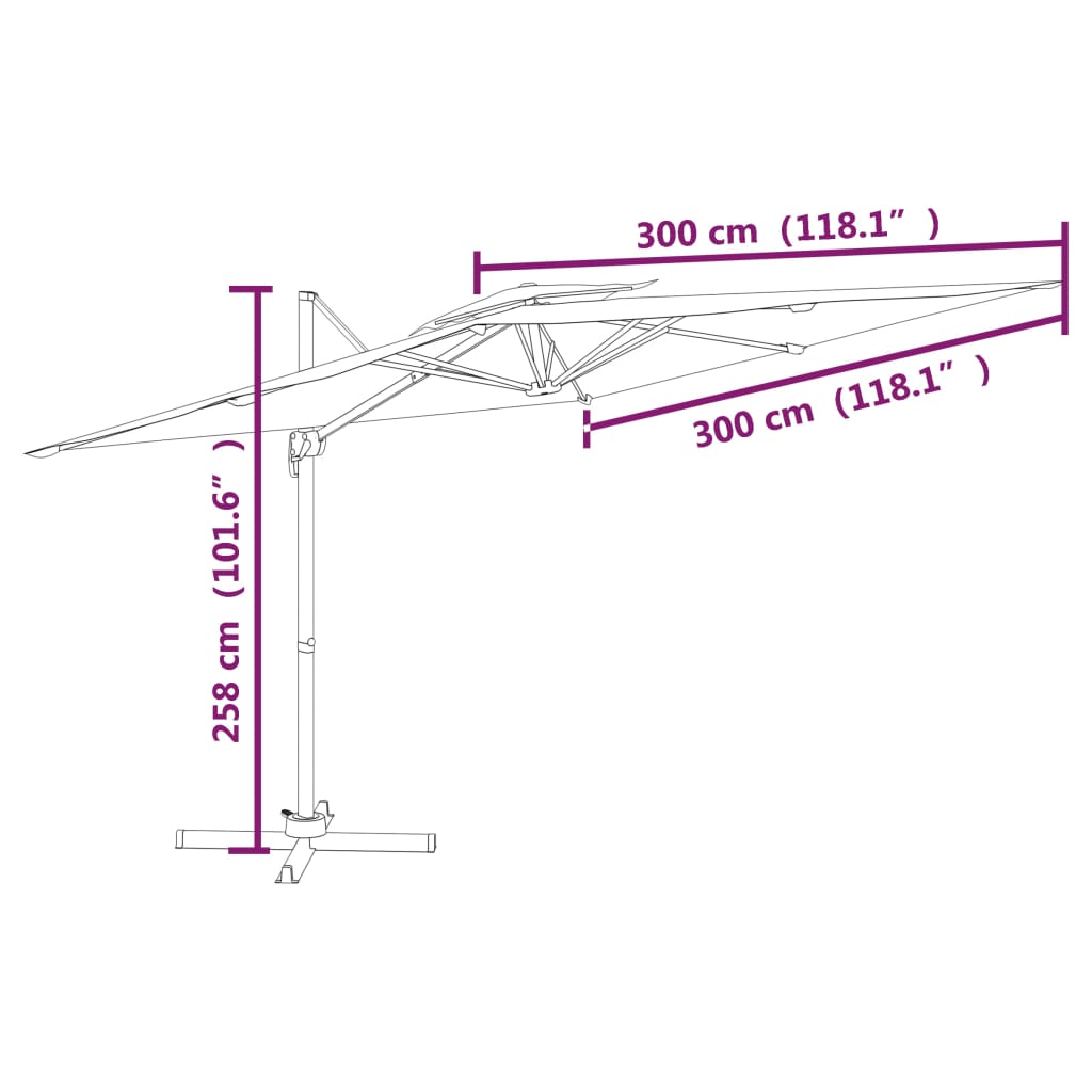 Riippuva kaksois-aurinkovarjo antrasiitti 300x300 cm - Sisustajankoti.fi