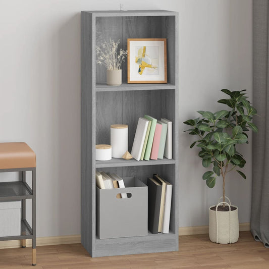 3-tasoinen Kirjahylly harmaa Sonoma 40x24x109 cm tekninen puu - Sisustajankoti.fi