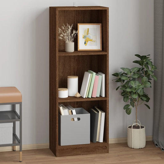 3-tasoinen Kirjahylly ruskea tammi 40x24x109 cm tekninen puu - Sisustajankoti.fi