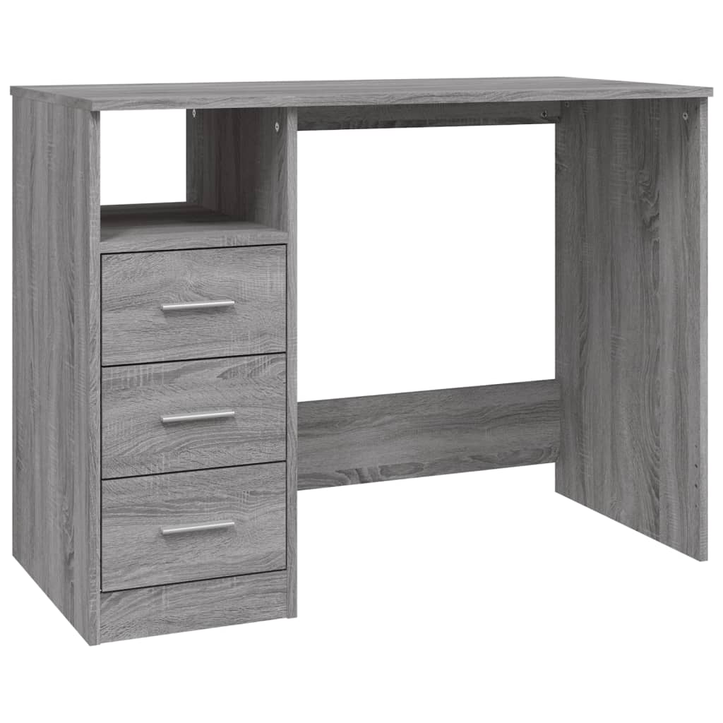 Työpöytä laatikoilla harmaa Sonoma 102x50x76 cm tekninen puu - Sisustajankoti.fi