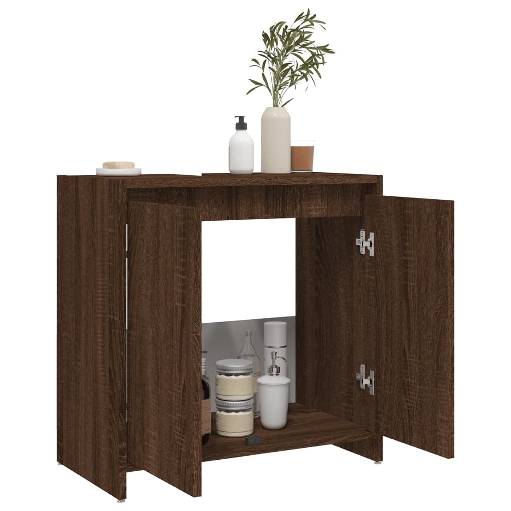 Kylpyhuoneen kaappi ruskea tammi 60x33x61 cm tekninen puu - Sisustajankoti.fi
